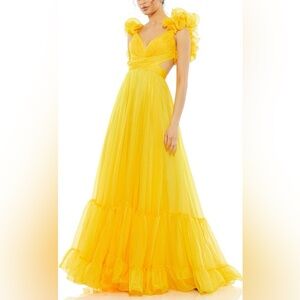 Mac Duggal Ruffle Tiered Chiffon A-line Gown